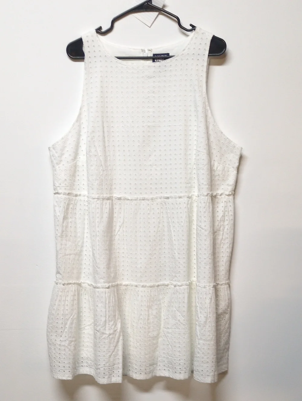 LANDS END White Eyelet Cotton Tiered Tank Dress Size 1X - Picture 2 of 8